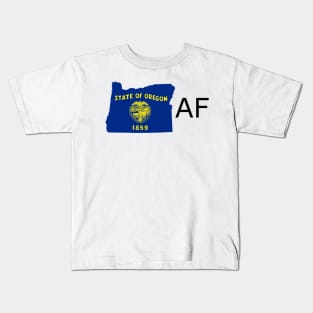 Oregon Flag State Outline AF (black) Kids T-Shirt